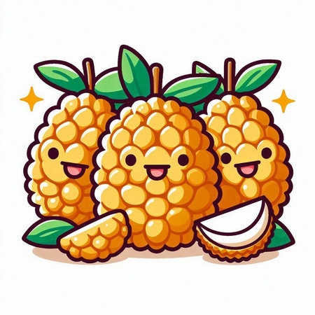 Litchi fruit cartoon character isolated on white background. Vector illustration.のイラスト素材