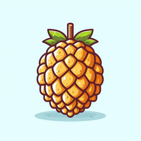Pineapple fruit isolated on blue background. Hand drawn vector illustration.のイラスト素材