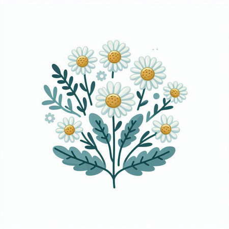 Cute floral card with chamomile flowers. Vector illustration.のイラスト素材