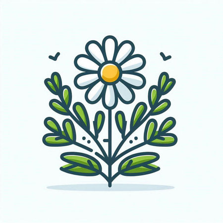 Cute chamomile flower vector icon. Vector illustration.のイラスト素材