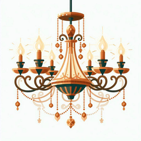 Vintage chandelier. Vector illustration of chandelier.のイラスト素材