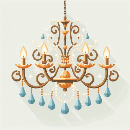 Luxury chandelier. Vector illustration in flat style.のイラスト素材