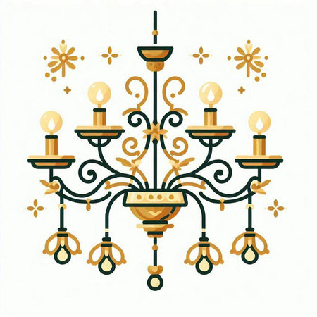 Vintage chandelier. Vector illustration. Isolated on white background.のイラスト素材