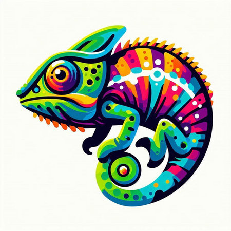 Colorful chameleon on a white background. Vector illustration.のイラスト素材