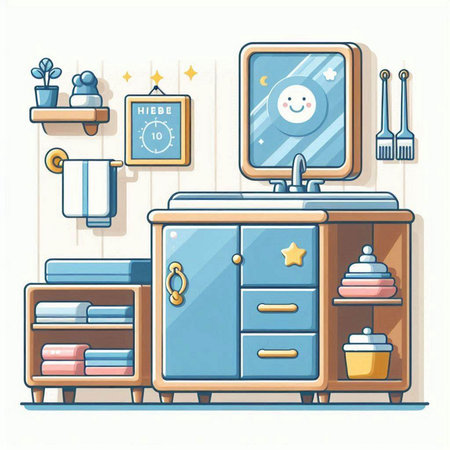 Furniture in the bathroom. Vector illustration in cartoon style.のイラスト素材