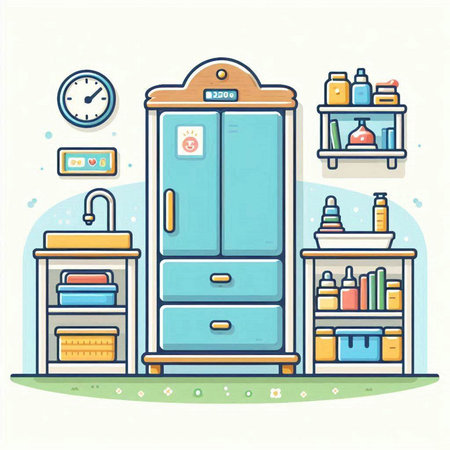 Kitchen furniture. Furniture for the kitchen. Vector illustration.のイラスト素材
