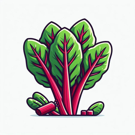 Chard isolated on white background. Vector illustration in cartoon style.のイラスト素材