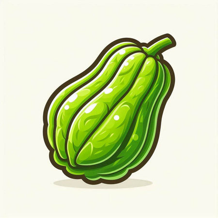 Illustration of a fresh green carambola on a white backgroundのイラスト素材