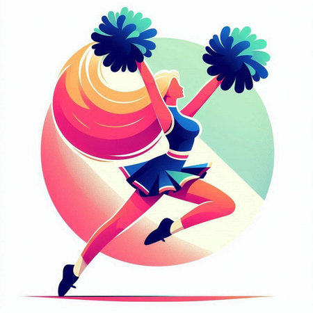 Cheerleader with pom-poms. Vector illustration.のイラスト素材
