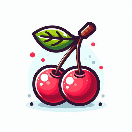 Cherry icon. Vector illustration of a cherry on a white background.のイラスト素材