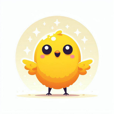 Cute little chicken on white background. Cartoon character. Vector illustration.のイラスト素材