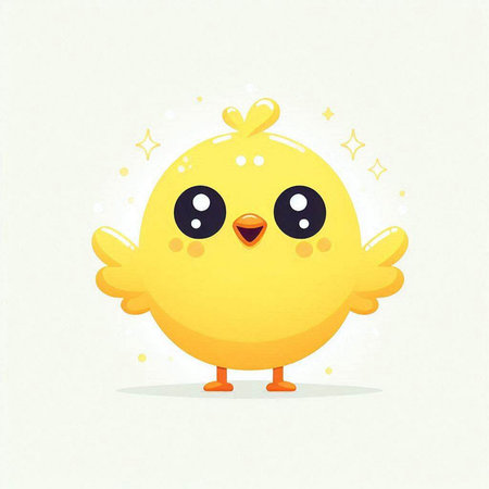 Cute little yellow chicken. Vector illustration of a cartoon character.のイラスト素材