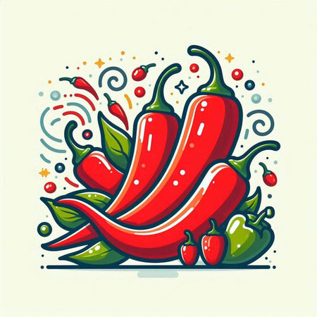 Vector illustration of chili pepper. Hand drawn doodle style.のイラスト素材