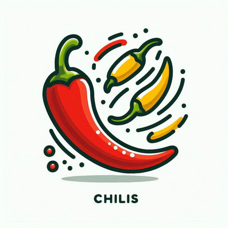 Chili pepper icon. Vector illustration of red hot chili pepper.のイラスト素材