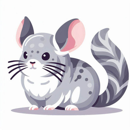 Cute chinchilla on white background. Cartoon vector illustration.のイラスト素材