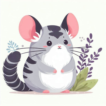 Cute mouse. Vector illustration in cartoon style on white background.のイラスト素材