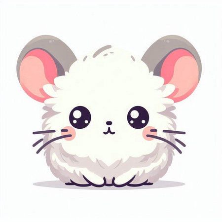 Cute white mouse with eyes. Vector illustration in cartoon style.のイラスト素材