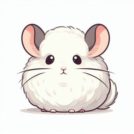 Cute white hamster isolated on white background. Vector illustration.のイラスト素材
