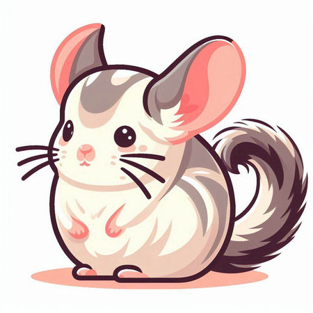 Cute chinchilla on white background. Cartoon vector illustration.のイラスト素材