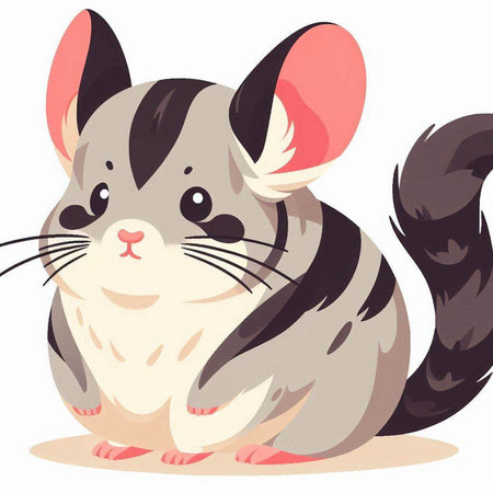 Cute chinchilla on a white background. Vector illustration.のイラスト素材