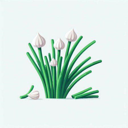 Spring onion vector illustration in cartoon style. Isolated on white background.のイラスト素材