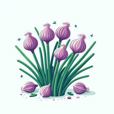 vector illustration of a bunch of purple onions on a white background.のイラスト素材