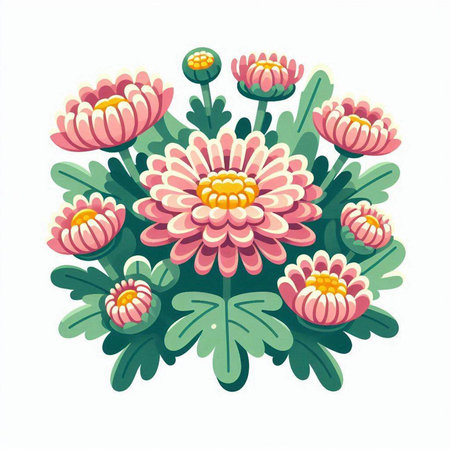 Bouquet of chrysanthemums. Vector illustration.のイラスト素材