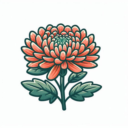 Chrysanthemum flower on white background. Vector illustration.のイラスト素材