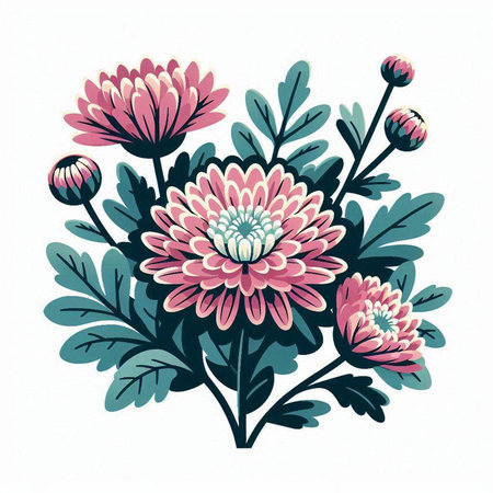 Chrysanthemum bouquet. Hand drawn vector illustration.のイラスト素材