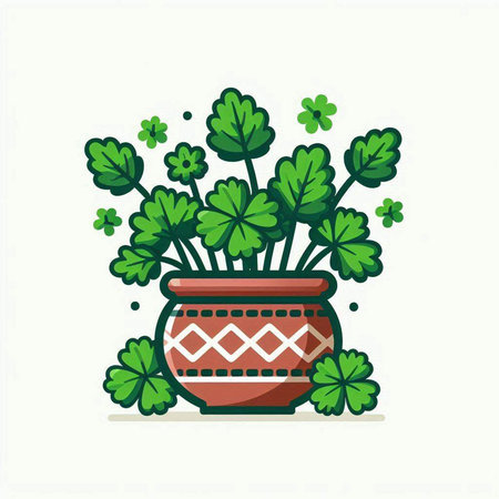 Pot with clover. St. Patrick's Day vector illustration.のイラスト素材