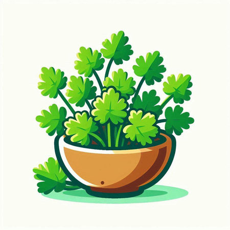 Illustration of a pot of parsley isolated on a white backgroundのイラスト素材
