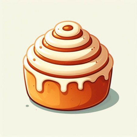 Illustration of a cupcake with a cream and cinnamon glazeのイラスト素材