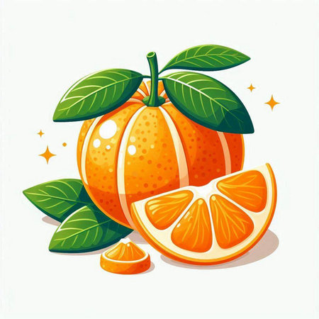 Orange fruit isolated on white background. Vector illustration. Eps 10.のイラスト素材