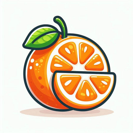Orange fruit icon isolated on white background. Vector illustration in cartoon style.のイラスト素材