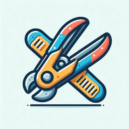 Vector illustration of scissors icon. Flat line art design for web, site, advertising, banner and print.のイラスト素材
