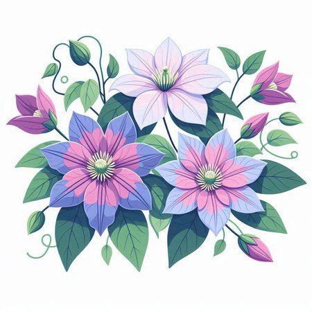 Bouquet of beautiful flowers. Floral background. Vector illustration.のイラスト素材