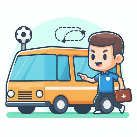 cute cartoon bus driver on white background,vector graphic design illustrationのイラスト素材
