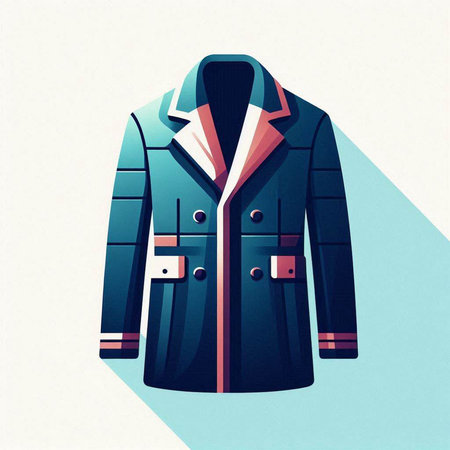 Vector illustration of winter jacket in flat design style with long shadow.のイラスト素材