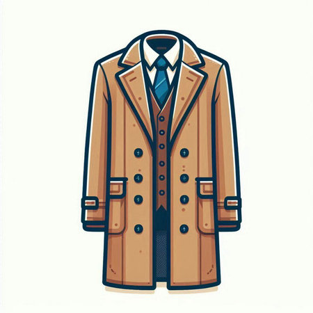 Vector illustration of men's coat isolated on white background. Cartoon style.のイラスト素材