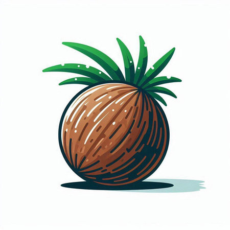 Coconut on a white background. Vector illustration of a tropical fruit.のイラスト素材