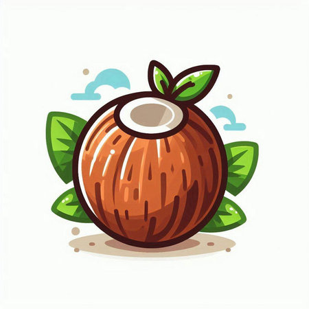 Cute cartoon coconuts on white background. Vector illustration.のイラスト素材