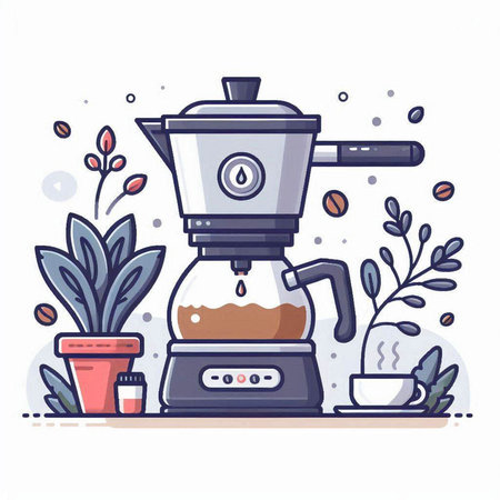 Coffee machine in flat style. Vector illustration for your design.のイラスト素材