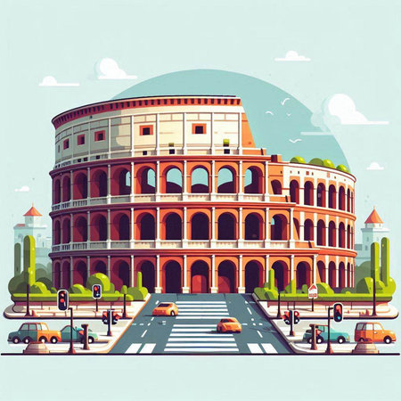 Colosseum in Rome, Italy. Vector illustration in retro styleのイラスト素材