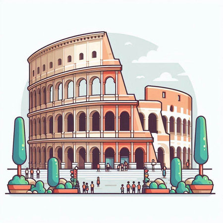 Colosseum, Rome, Italy. Colosseum is one of the main tourist attractions of Rome. Vector illustrationのイラスト素材