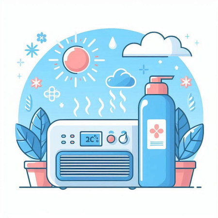 Air conditioner in flat style. Vector illustration on white background.のイラスト素材