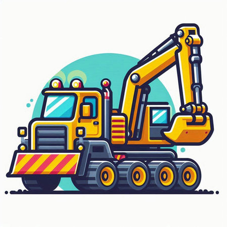 Excavator icon. Vector illustration of a heavy construction equipment.のイラスト素材
