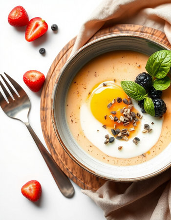 Delicious homemade yogurt with fresh berries on white table, closeupの写真素材