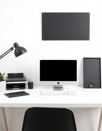Modern workspace with computer, tablet and smartphone on table. Mock up