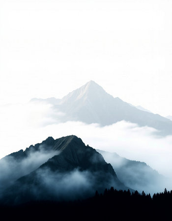 Mountains in fog