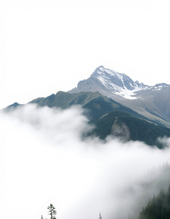 Mountains in the clouds. Canadian Rockies. Alberta. Canada.